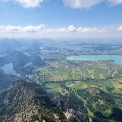 Flugwegposition um 13:06:33: Aufgenommen in der Nähe von Ostallgäu, Deutschland in 2222 Meter